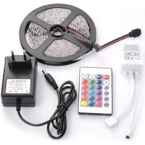 Bande LED - 5 M - 300 LED SMD 3528 RGB - Télécommande IR 24 touches - Alimentation DC 12 V - Pour décoration intérieure - 1 pièce (1/4)