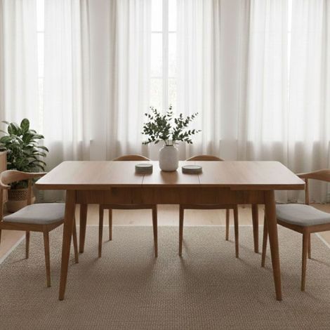 Dmora - Mesa Extensible Dgabriel, Consola con extensiones, Mesa de comedor multiusos, Estante de cocina extensible, 130x80h77 cm, Nuez (1/5)