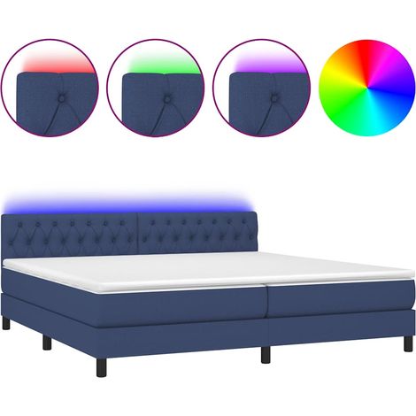 Maison Exclusive - Letto a Molle Materasso e LED Blu 200x200cm in Tessuto (1/5)