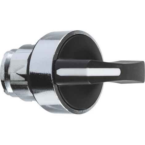 Tête de sélecteur diamètre 22 manche long noir 3 fixations garniture métal (1/3)