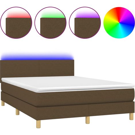 Maison Exclusive - Boxspringbett mit Matratze & LED Dunkelbraun 1