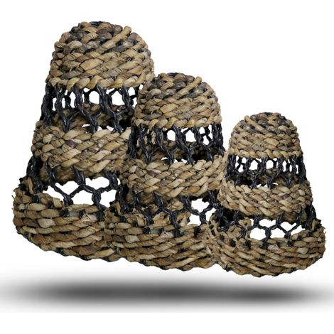 Abat-jour en feuille de bananier naturel et raphia Hitam - Lot de 3- Vendu par 1