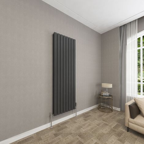 SKY Bathroom 1600x544mm Black Double Flat Panel Radiator Vertical Central Heating Rad (1/5)