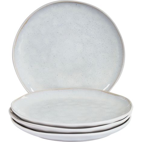 Speiseteller 4er Set SESAME Steinzeug Hellgrau