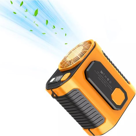 Ventilateur de cou portable mini rechargeable USB, mini ventilateur de taille, refroidisseur d'air pour le camping, la randonnée et l'escalade. (1/5)