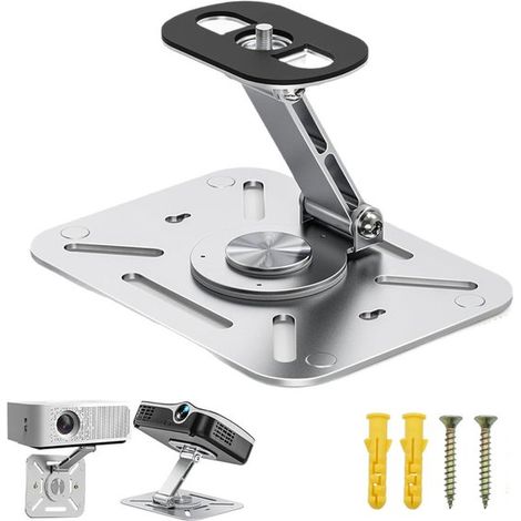 Soporte para proyector，Soporte de techo/pared/mesa，con tornillo de 1/4 de pulgada，Rotación de 360°，Hasta 3 kg，Acero，Plateado (1/5)