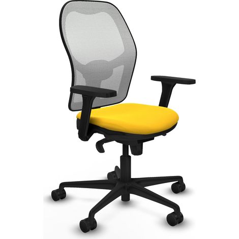 Jorquera sincro malla blanca similpiel amarillo brazos 3D base nailon ruedas 65mm nailon (1/5)