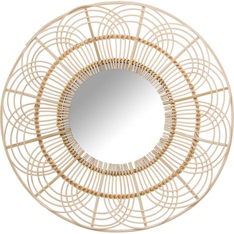 Rattan Wall Mirror ° 60 cm INT: ° 24 cm für alle Stile, um dem Haus eine Berührung für alle Stile zu verleihen, um dem Haus eine Note zu verleihen (1/4)