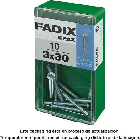 Caja de 10 unidades de tornillo métrico con cabeza plana M 3x30mm Fadix (1/3)