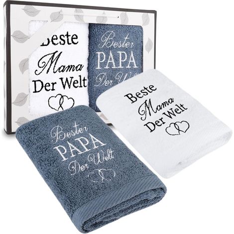 Handtuch 35x75cm Geschenk Geburtstag Mama Mehrfarbig Papa und Mama (1/5)