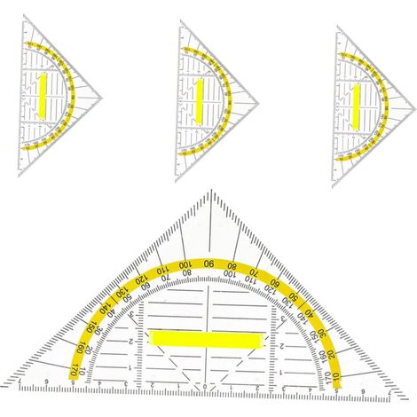Ensemble de 4 rapporteurs transparents HOMSFOU, avec poignée (1/5)