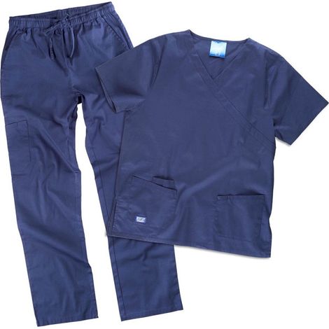 Conjunto sanitario en algodón elástico WORKTEAM Servicios B9150 M Azul marino (1/3)
