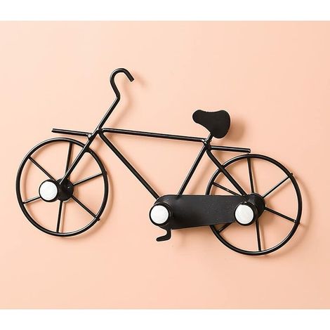Green Mobility-Vélo en métal en fer forgé 3, manteau de chapeau de manteau de porte-clés mural (couleur : noir) (1/5)
