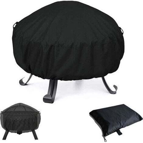 Housse de Protection pour BraséRos Barbecue ImperméAble Rond,Coupe-Vent, Housse brasero RéSistant à la DéChirure,Tissu Oxford 210D Housse pour Foyer Barbecue,Housses pour BraséRos 122x46cm (1/5)
