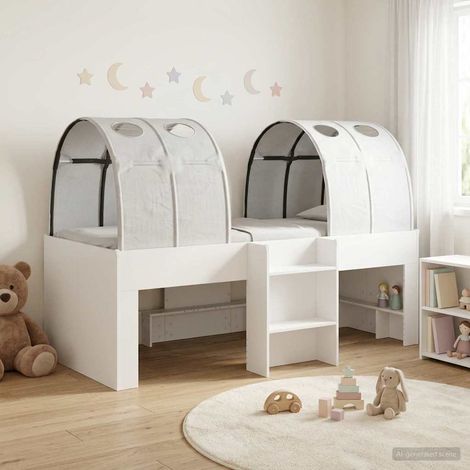 vidaXL Bed with Tunnel 3 pcs White Engineered Wood (1/5)