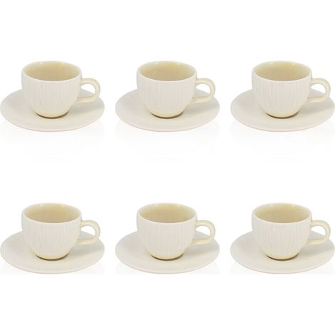 Lot de 6 tasses et soucoupes en porcelaine 9cl, URUS (1/3)