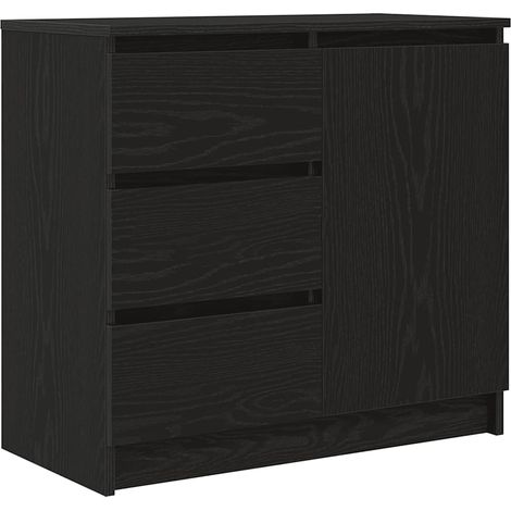 Buffet,Bahut,Meuble de Rangement avec tiroir chêne noir 71x35x65 cm bois d'ingénierie CFW53885 (1/5)