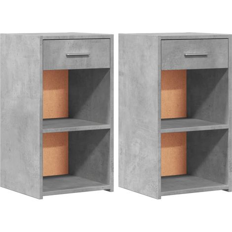 Juego de 2 mesitas de noche con compartimentos abiertos y cajón 35 x 34 x 65 cm madera contrachapada gris DEC035341