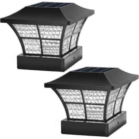 Lot de 2 lampes solaires pour poteau, noires-AquaForge