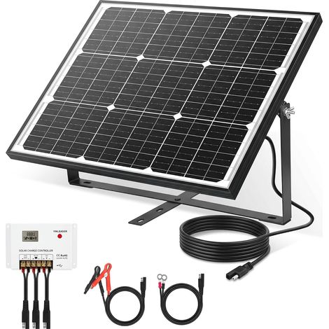 Panneau solaire monocristallin 50 W 12 V kit complet avec (1/5)