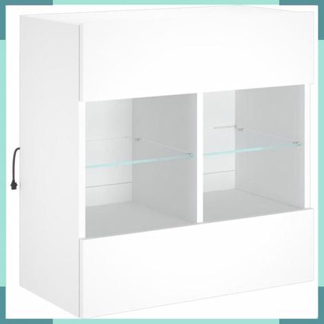 Meuble TV mural - 837092 - blanc - LED intégrées - 58,5 x 30 x 60,5 cm (1/5)