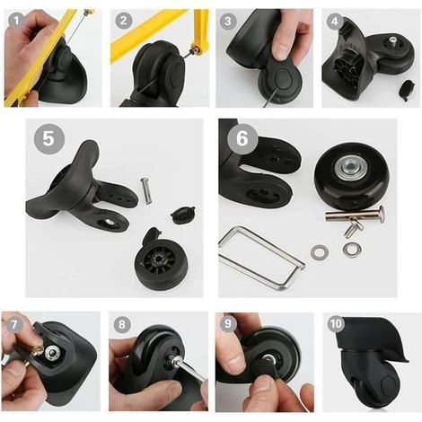 Roulette Valise, 4Pièces Valise Roues de Rechange Valise Roues Remplacement Roue de Valise Universelle Bagages Essieux et roulette (1/3)
