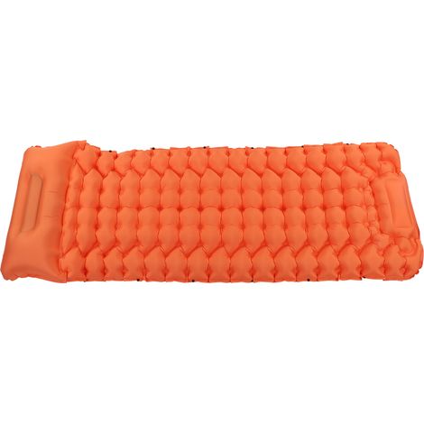 Tapis de sol gonflable camping orange, matelas imperméable anti-fuite, portable pour tente randonnée et trekking, coussin léger de couchage extérieur. (1/5)