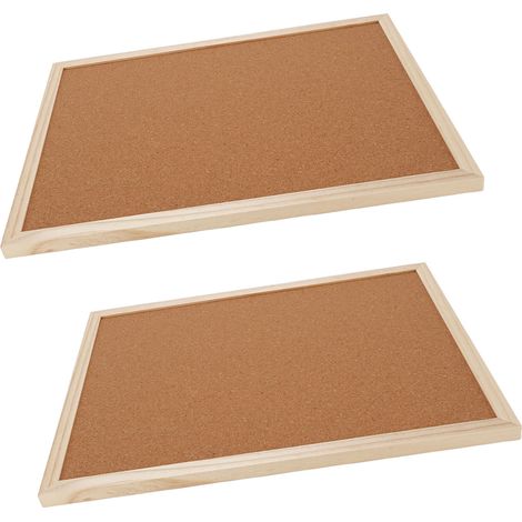 Lot de 2 tableaux en liège 30x40cm avec cadre en bois, décoration murale pour bureau, tableau d'affichage mémo et punaises (1/5)