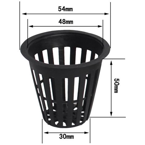 50 paniers hydroponiques en plastique, pots de culture hydroponiques pour le jardinage, les fleurs et les plantes à racines (noirs) (1/5)