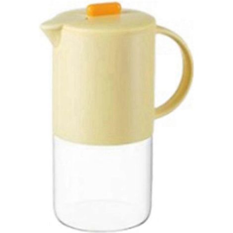 Carafe à eau en verre avec couvercle, cafetière de cuisine 1800 ml, jaune (1/5)