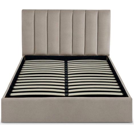 Lit Coffre Design Velours "Songa" 140x190cm Taupe (1/2)
