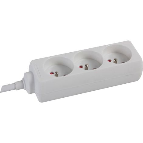 Perel Steckdosenleiste, 3 Steckdosen mit Erdungsstift (Typ E) und Kindersicherung, 1,5 m H05VV-F 3G1.5 Kabel, 3680 W, kompakte Innenraum-Verlängerung, weiß, IP20, 16 A, 230 V (1/5)