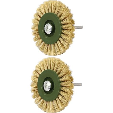 60mm Dia Kopf 6mm Schaft Kunststoffnabe Borsten Rad Pinsel Schmuck Polierwerkzeug 2 pièces (1/3)