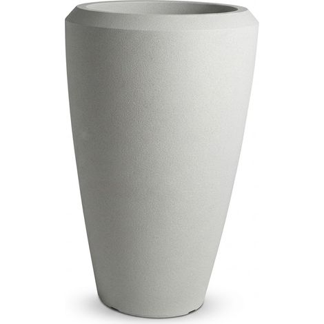 Vaso Alto Cilindrico in HDPE Beige Effetto Grafite H 86Fioriera Moderna da Interno ed Esterno colonna porta piante Elegante scenografica Extra Resistente per Grandi Piante e Alberelli