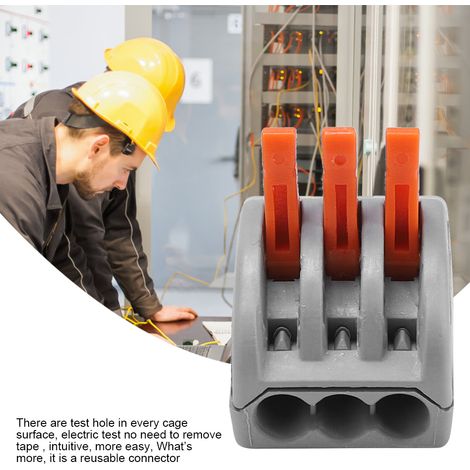 Lot de 10 Connecteurs Électriques 3 Voies à Levier Ressort, Serre-Fils Réutilisables pour Câble, Raccord Rapide sans Vis, Pince de Connexion Automatique (1/3)