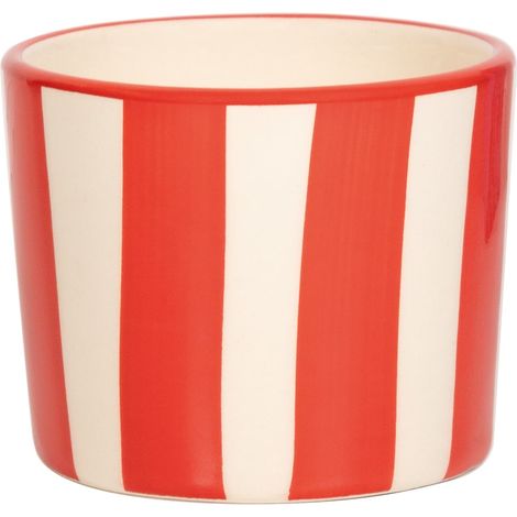 Lido Set 2 Bicchieri Righe Tumbler in Ceramica Artigianale Colore Rosso - Design Civita Castellana per Bevande e Dessert Modello LIDO-RIGHE-ROSSO