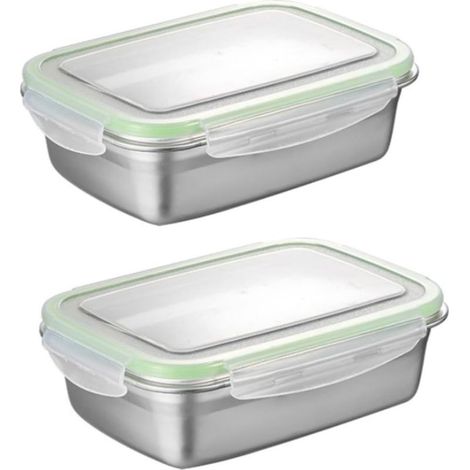 Boîte à bento en acier inoxydable 2 pièces avec couvercle (1/5)