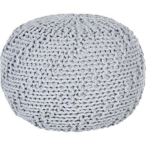 Otomana de algodón gris claro 50 x 35 cm puf reposapiés bolas EPS moderno Priene (1/5)