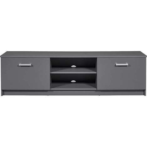 ZEINE - Meuble TV 2 Portes 2 Niches Coloris Gris Graphite (1/5)