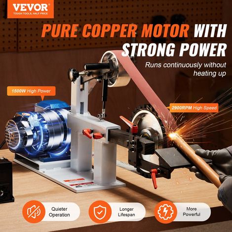 Ponceuse à courroie VEVOR 72x2 pouces, polisseuse vitesse variable VFD 1500W, meuleuse acier inox bois avec 3 modes et 3 lanières 100/180/240 (1/5)