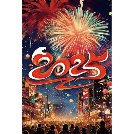 Drapeau pour jardin de Nouvel An avec feux d'artifice lumineux, décoration extérieure recto-verso (1/5)