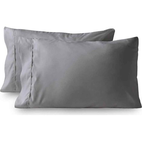 Lot de 2 taies d'oreiller rectangulaires 51 x 76 cm, style enveloppe, lavables en machine, grises (1/5)