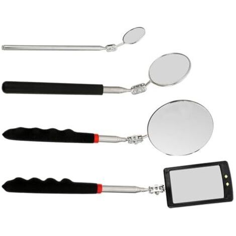 Miroir d'Inspection Éclairé Lot de 4 Flexibile pour Mécanicien Outil avec Tige Ajustable et Rotation Vérifier les Zones Difficiles d'Accès - (1/5)