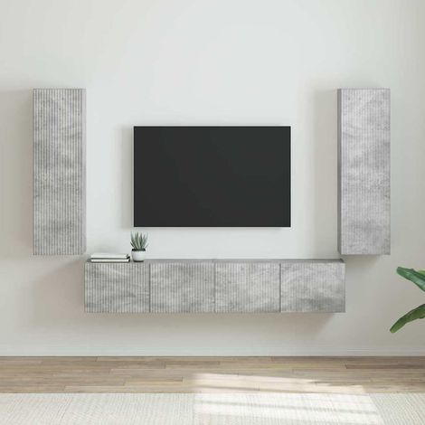 Mueble de TV Montado en la Pared 2 pcs Concreto