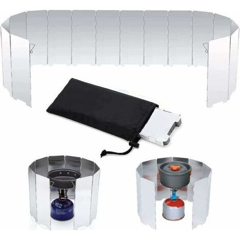 Pare-Vent Pliable Aluminium Ultra Léger Pare-Vent Rechaud 16 Assiettes Pare-Brise de Camping Portable Pare-Vent Pliable en Plein Air pour Camping Randonnée Pique-Nique Cuisinière à Gaz (1/5)