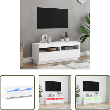 vidaXL Fernsehschrank -  TV-Schrank mit LED-Leuchten Weiß 100x35x40 cm (1/5)