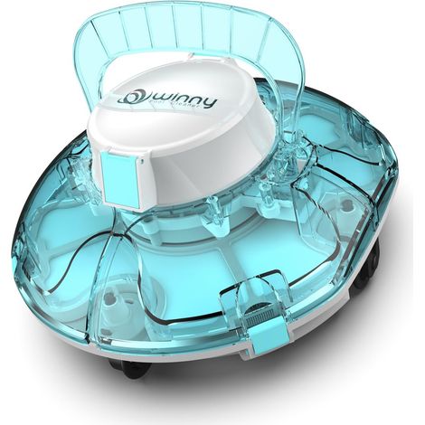 POOL CLEANER 200 Robot Swimming Pool, Wireless Pool Vacuum Cleaner with Battery, Autonomy 75 Min for Above-Ground Pools 60 m², Double Filtration, Automatic Parking (Semi-Transparent Blue) (1/5)