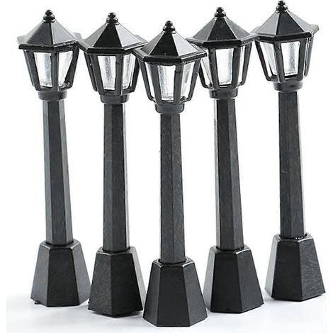 Set mit 5 Mini-Miniatur-Straßenlaternen für Außenwege, Laternen und Weihnachtsfiguren