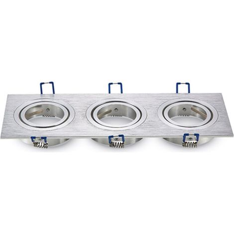 ARO triple orientable aluminio cuadrado encastrable aluminio pulido (1/2)