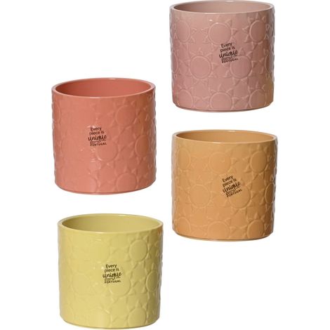 VASO IN GRES SMALTATO D.12XH11CM IN 4 COLORI (1/2)